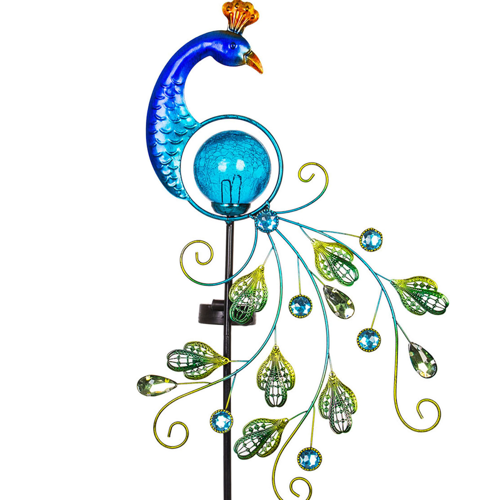 solar peacock garden stake