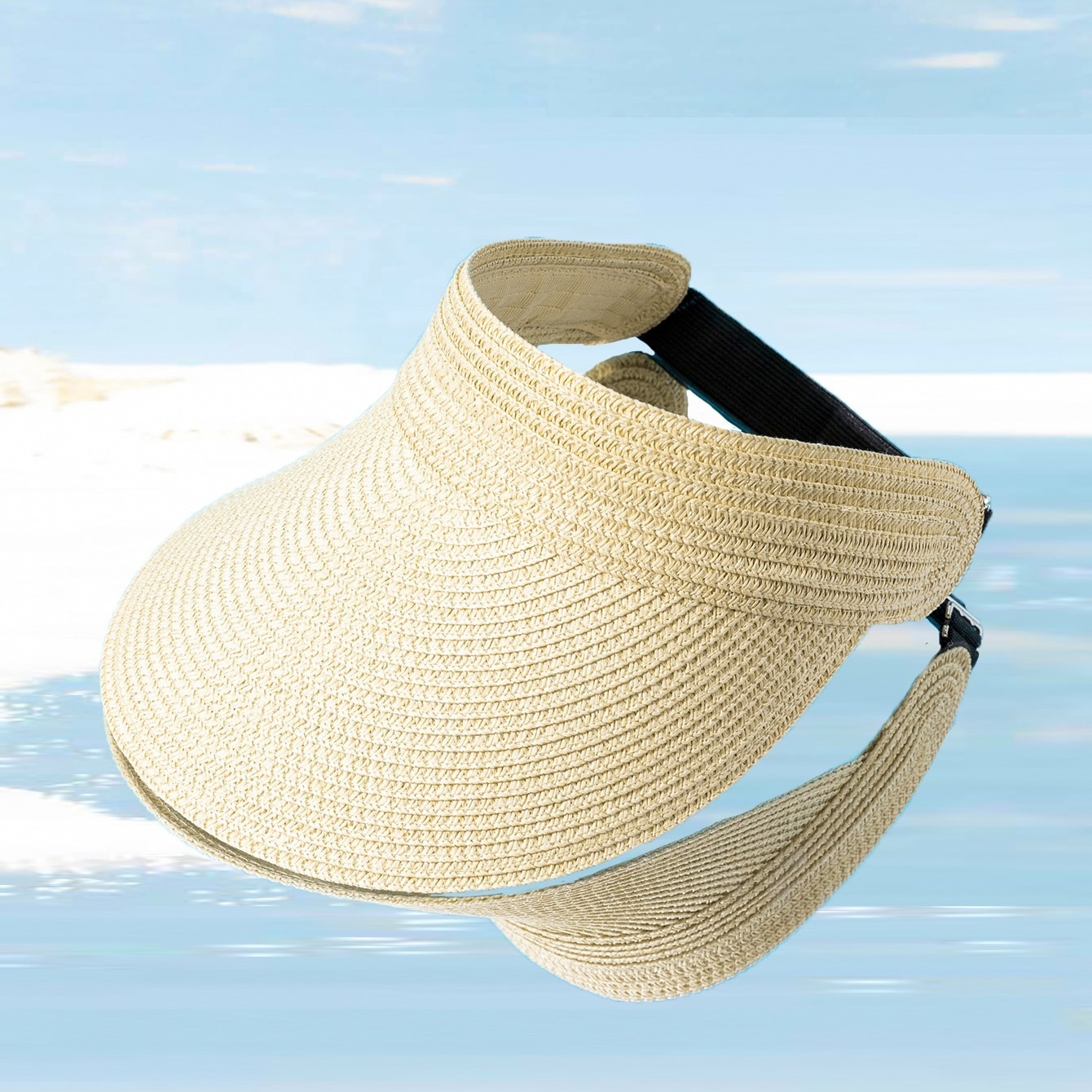 Women's Wide Brim Sun Visor Foldable Straw Beach Hat Women's
