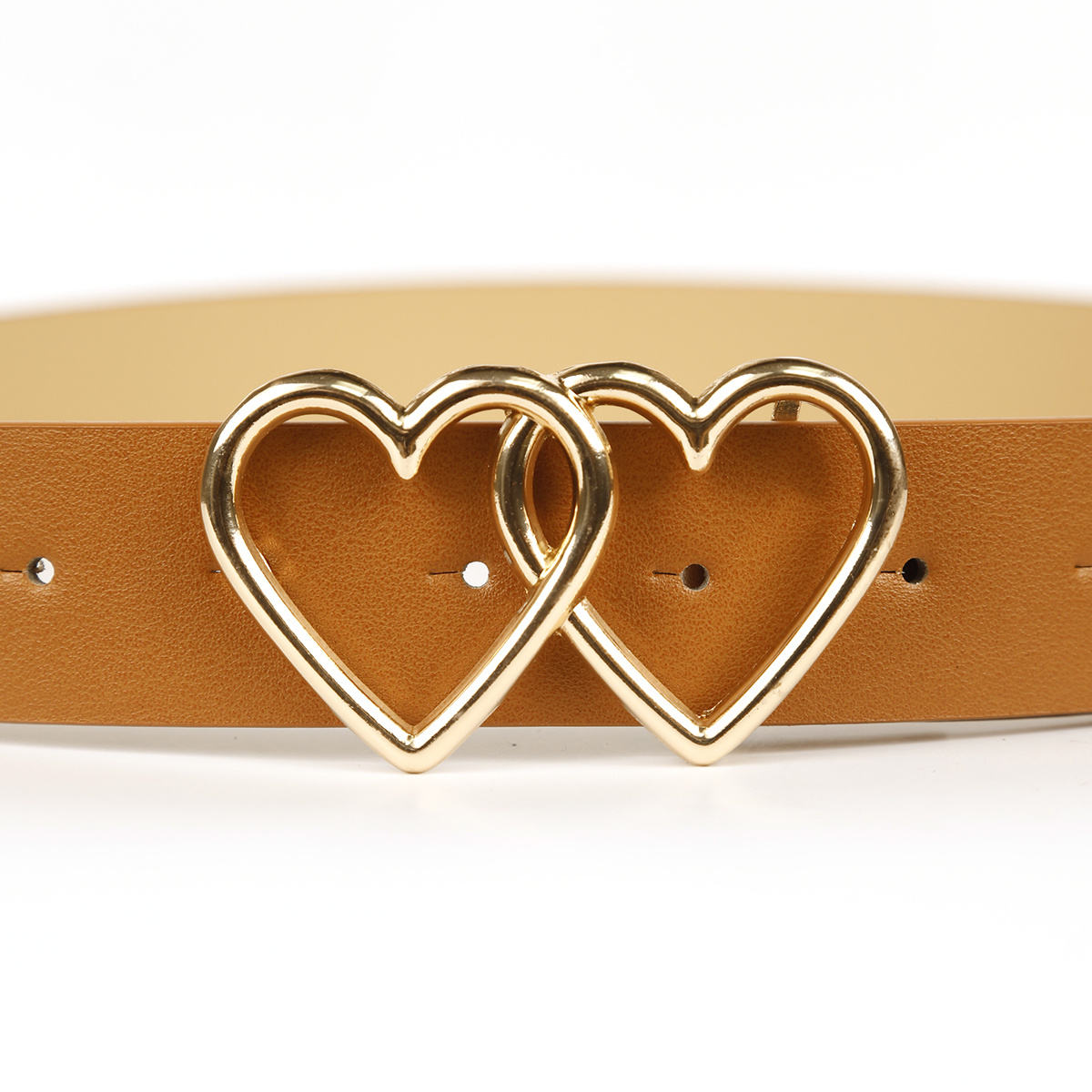 HEART LEATHER BELT BEIGE