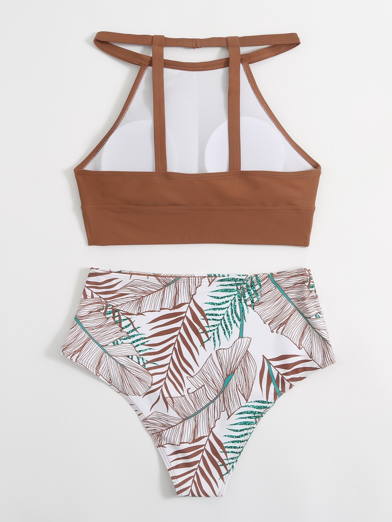 2022 New High Waist Leaf Printed Bikini Set Two Piece Swimsuit Women  Beachwear Swimwear Bathing Suit