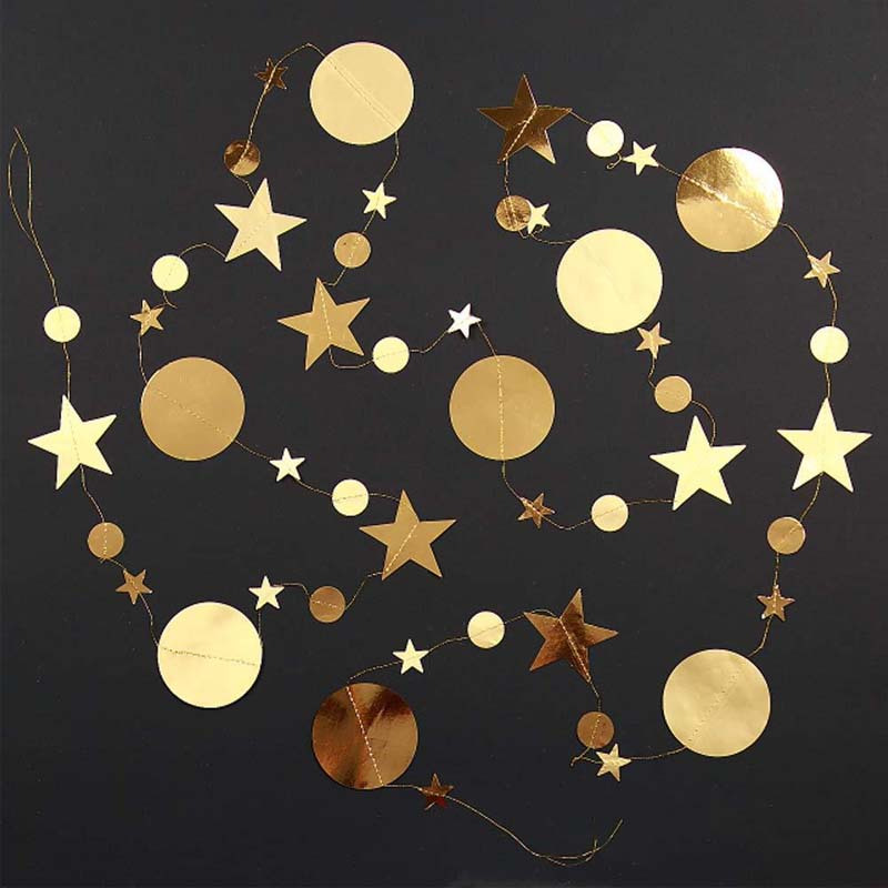 Round Streamers Black And Golden Silvery Circle Dots Garland - Temu