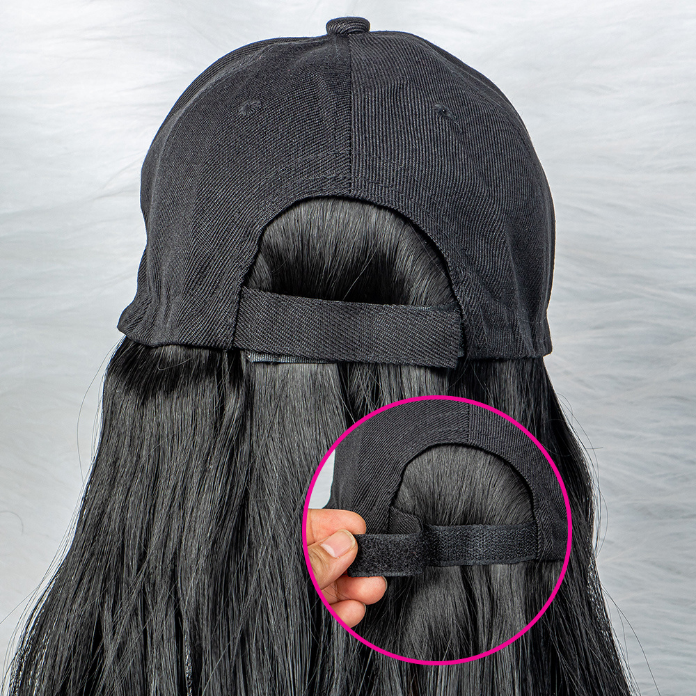 Synthetic Long Wave Baseball With Black Hair Wavy Women Wig Headwear