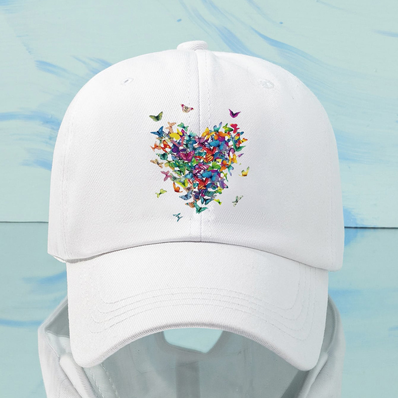 Heart & Butterfly Print Baseball Cap Women's Lightweight Casual Sun Hat