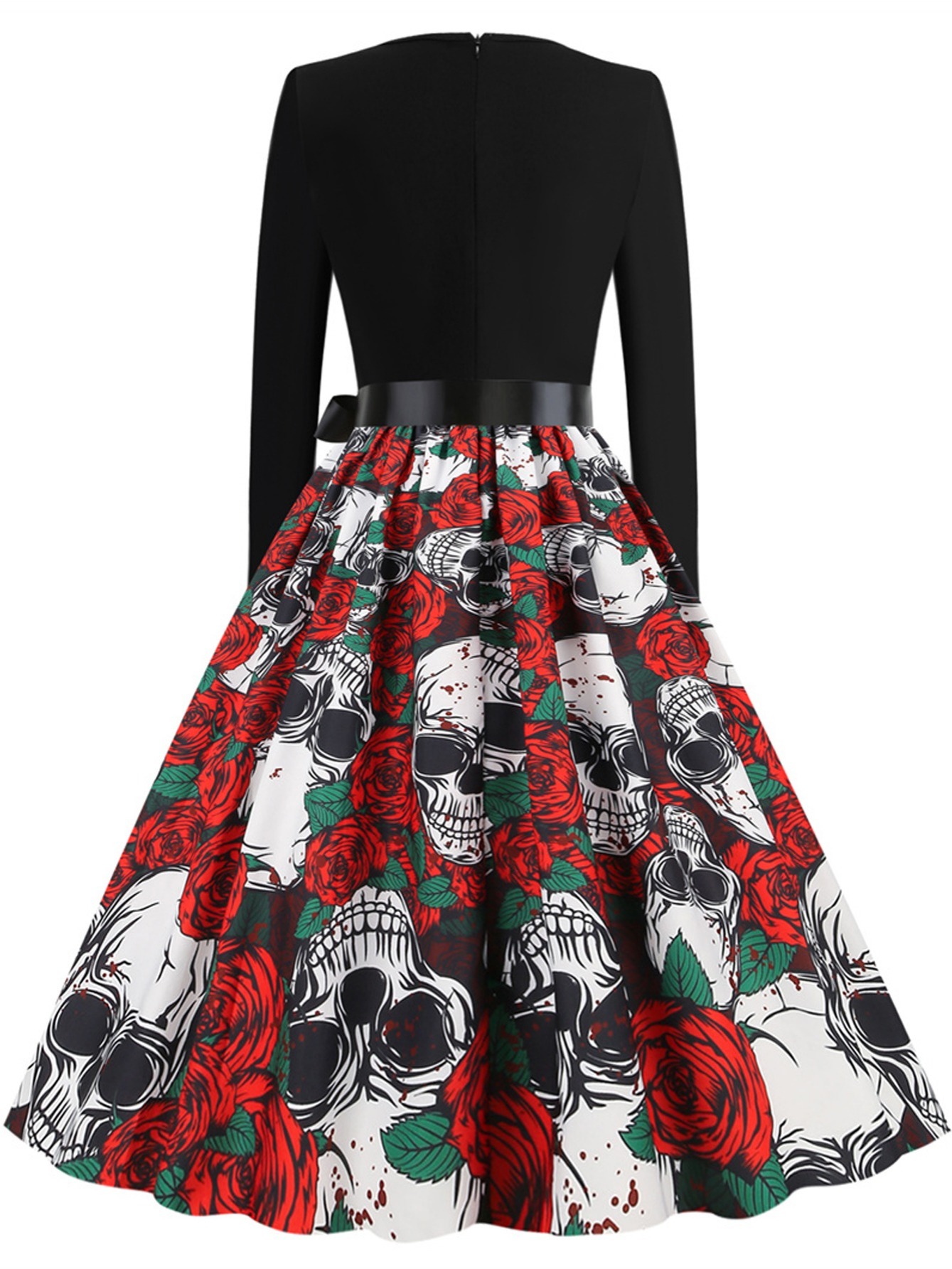 Womens Dresses Gothic Halloween Flower Skull Graphic Evening Prom Gowns ...