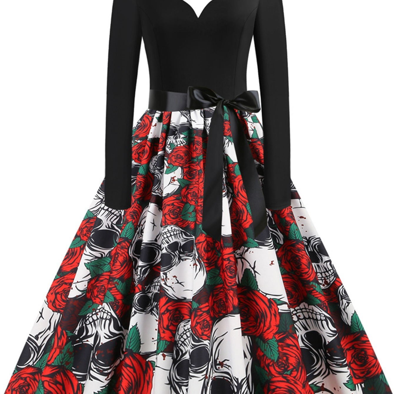 Women's Dresses Gothic Halloween Flower Skull Graphic Evening Prom