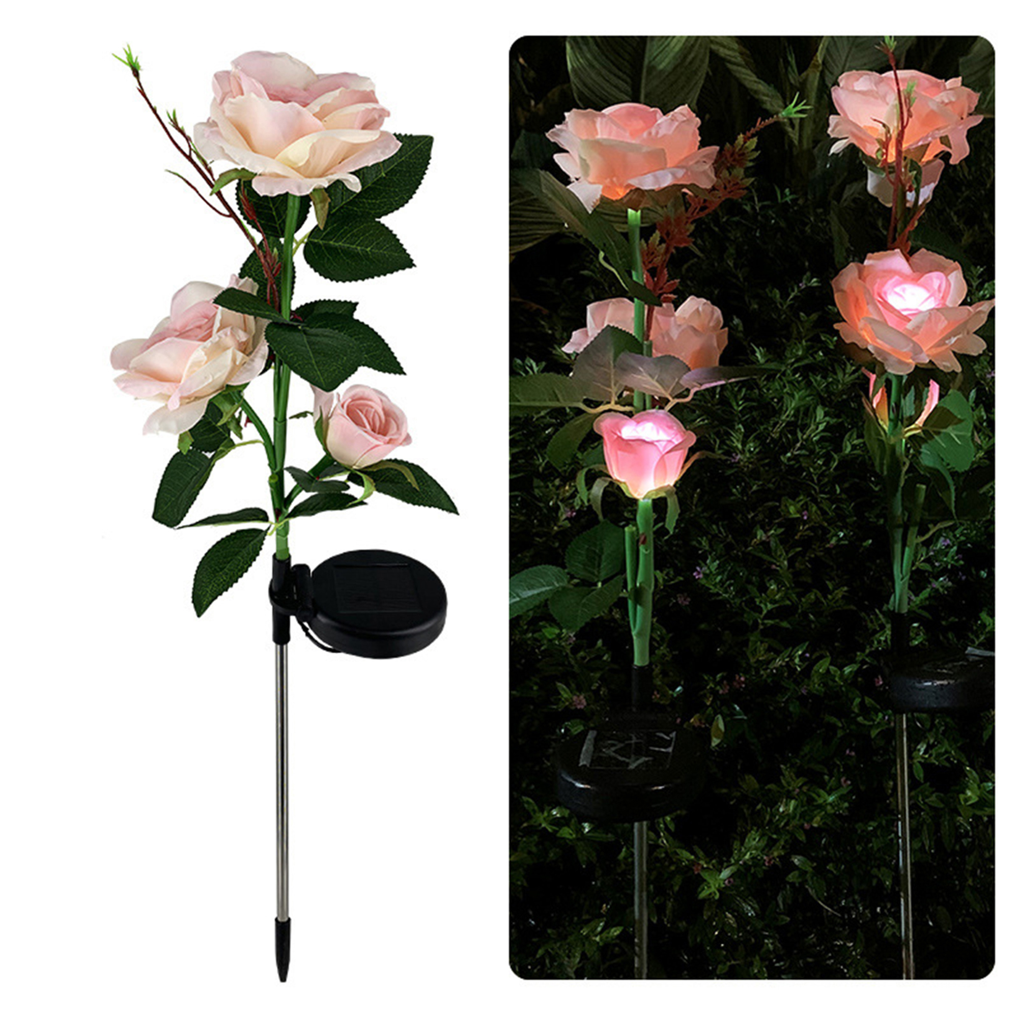 Led Solar Rose Light Waterproof Realistic Flowers Lamp - Temu