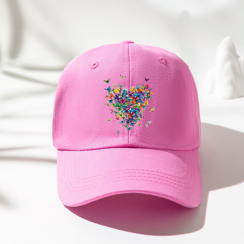Heart & Butterfly Print Baseball Cap Women's Lightweight Casual Sun Hat