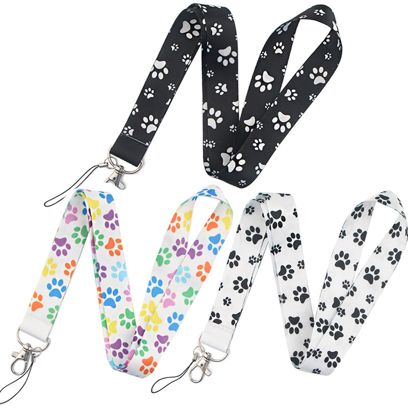 Stylish Tricolor Dog Paw Lanyard - Show Off Your Love for Dogs!