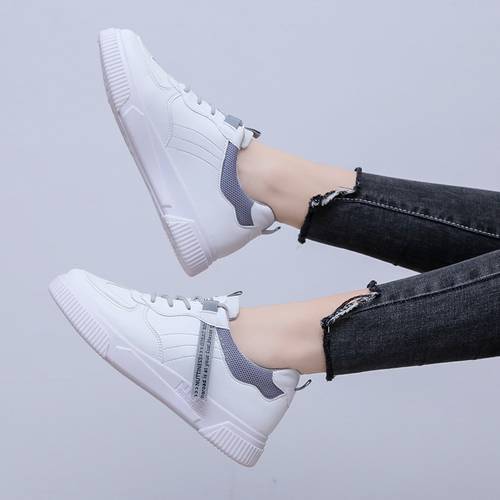 White Low Top Sneakers, Lightweight Lifting Platform Skate Shoes, Casual Shoes For Every Day, Women's Footwear