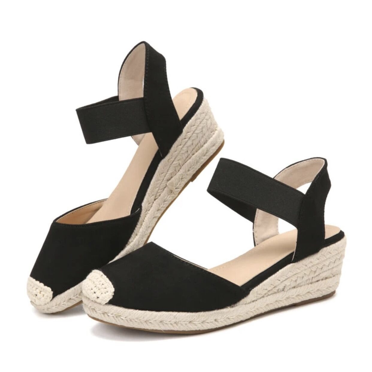 Cap Toe Ankle Strap Espadrille Wedges Temu