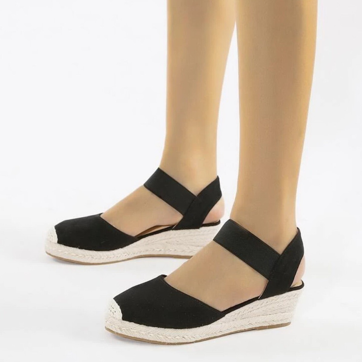 Cap Toe Ankle Strap Espadrille Wedges Temu