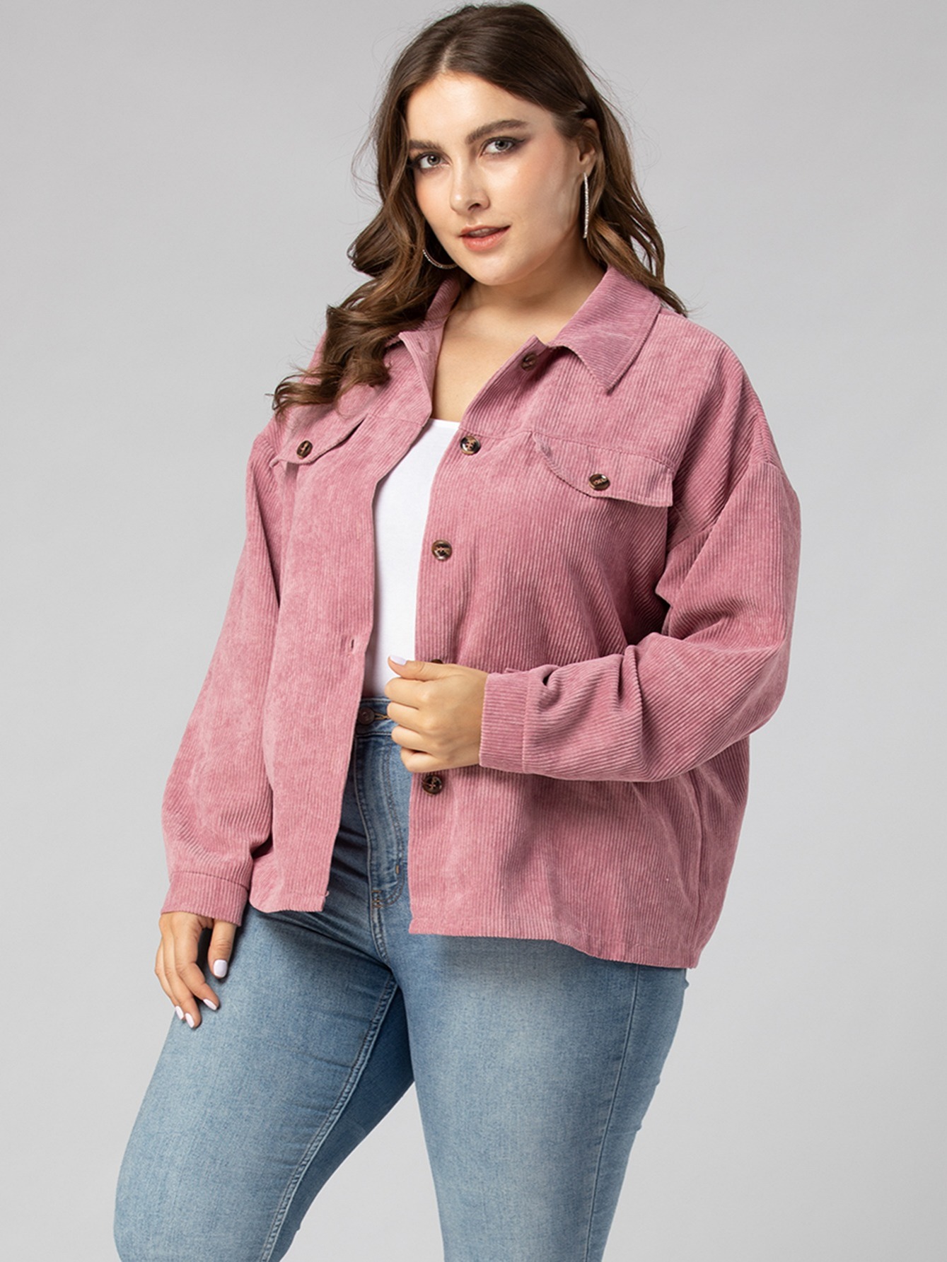 down Womens Coat plus Size Women'S Solid Color Long Sleeve