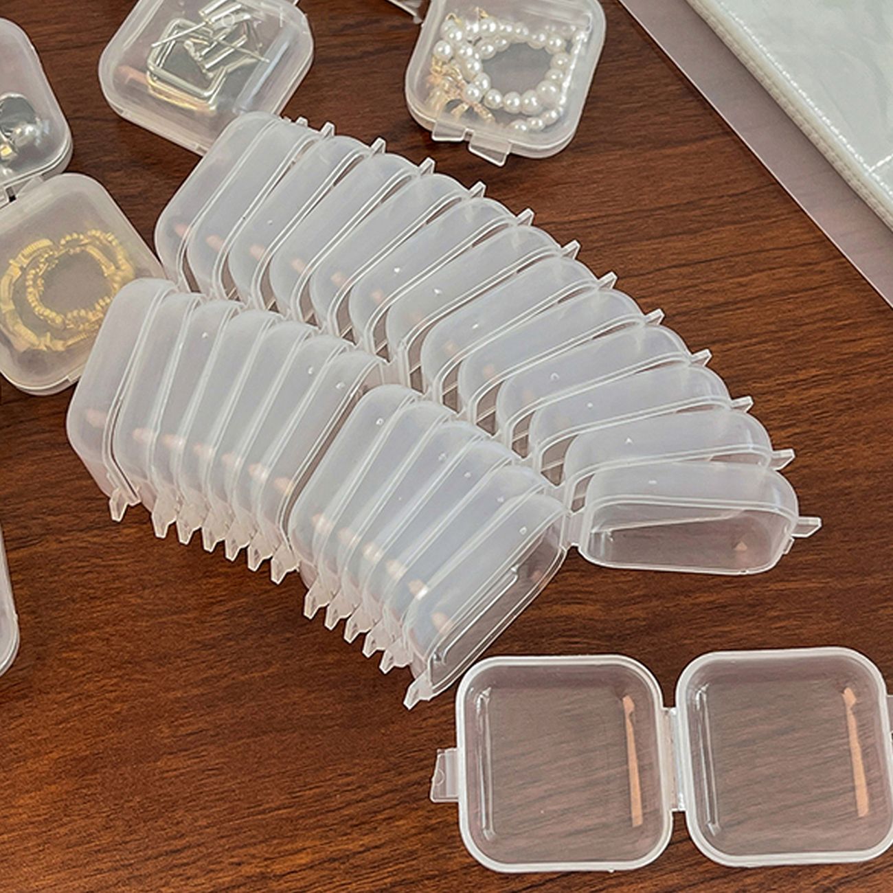 10pcs, Mini Clear Jewelry Storage Box Multifunctional Portable