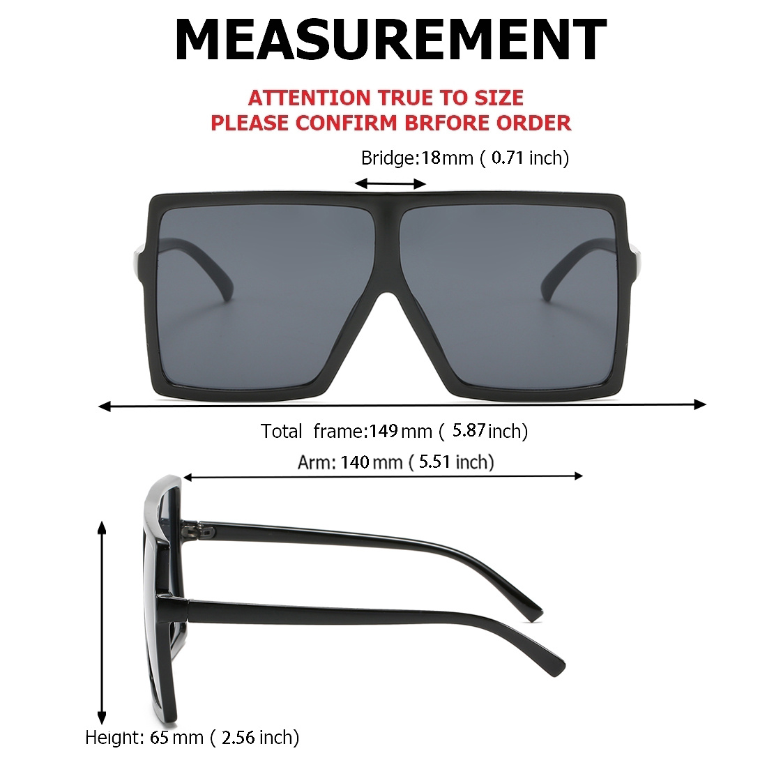 Square Oversized Sunglasses Women Unisex Shades UV Protection