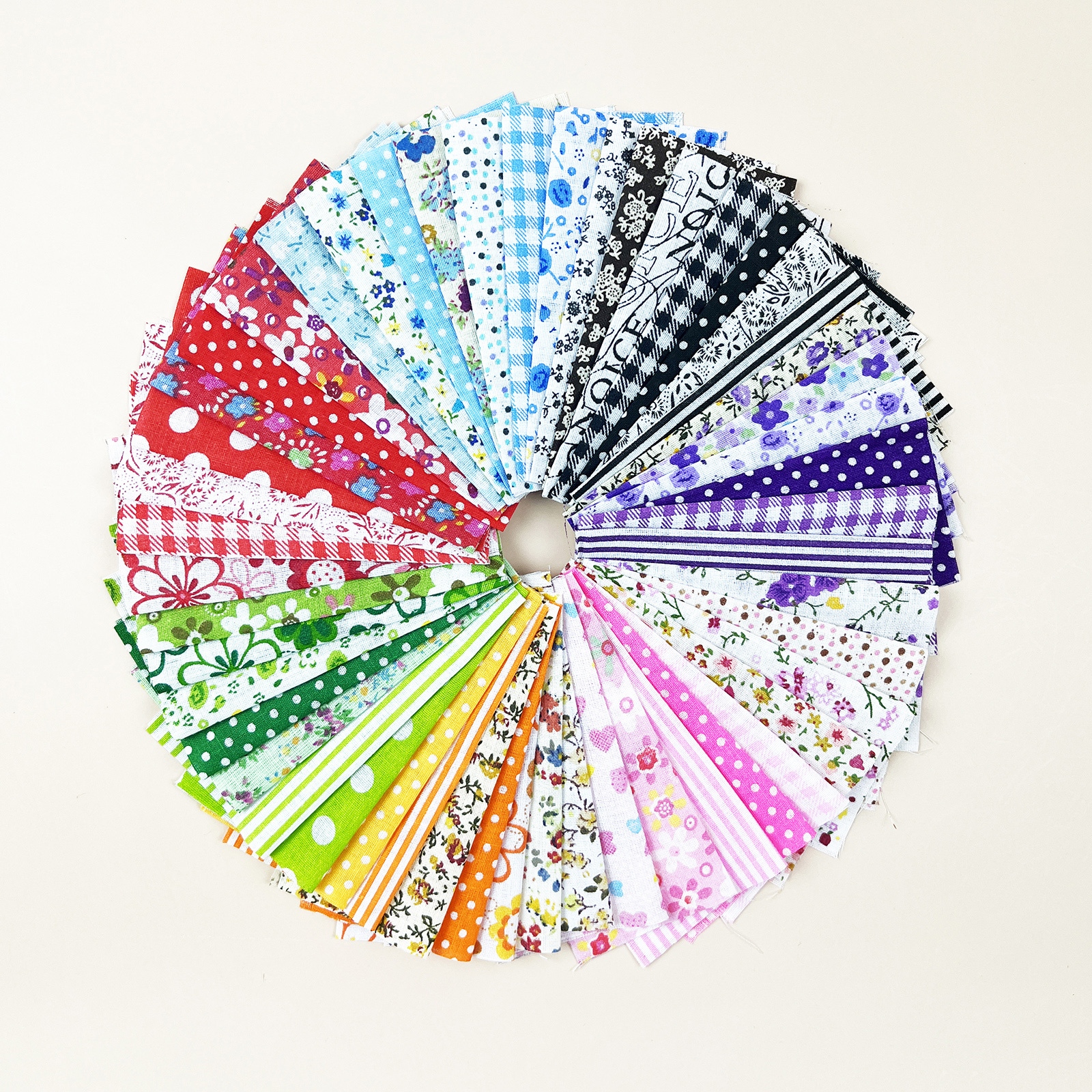 Image of Diy Cotton Fabric Set, 50pcs, Random Colors, 10x10cm