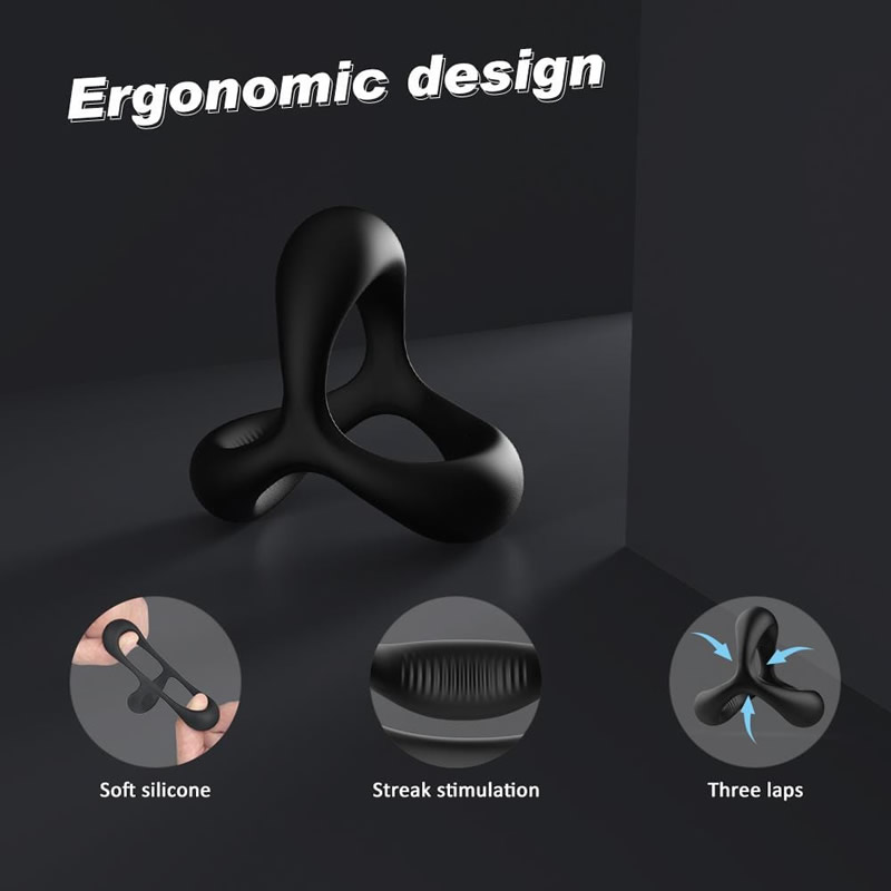 3-in-1 Silicone Penis Ring: Ultra Soft Cock Ring for Men - Enhance Stamina,  Prolong Sex, No Vibration - 3 Different Sizes for Couples!