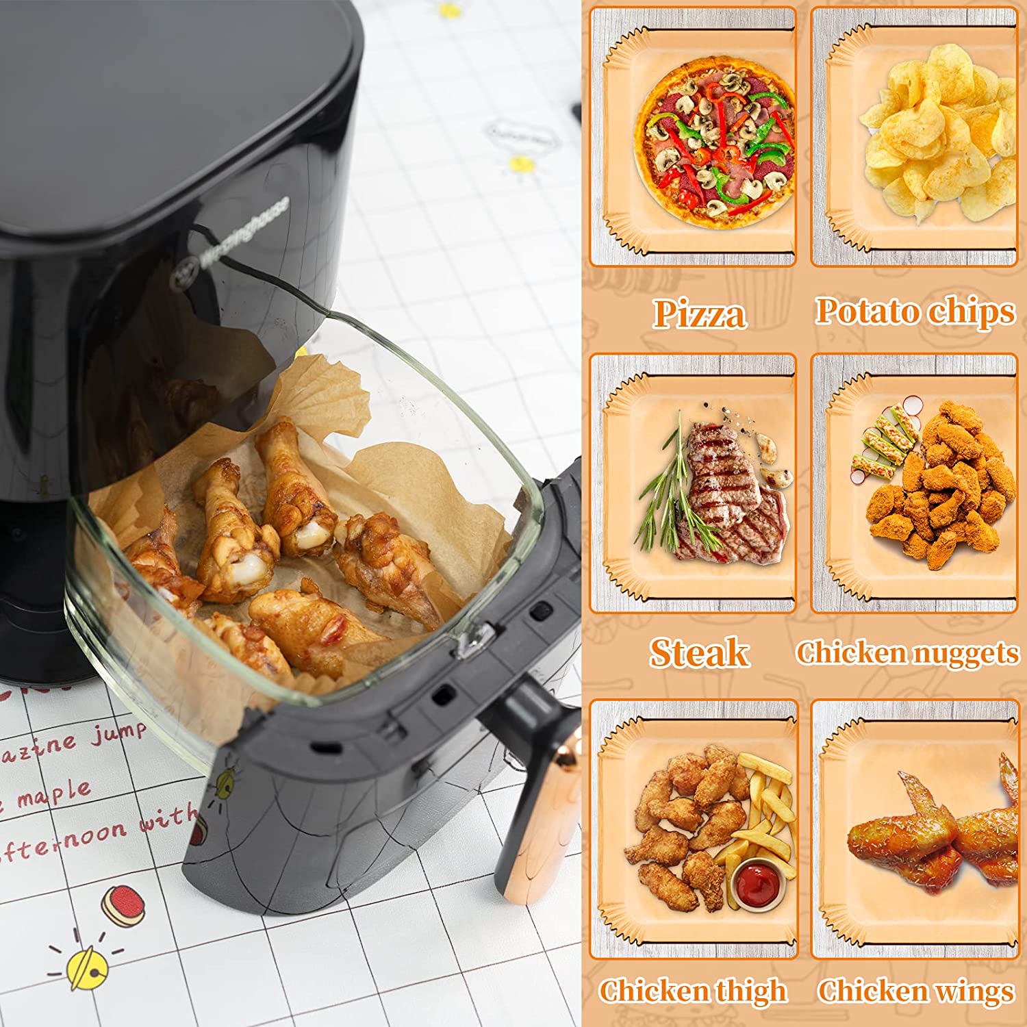 50pcs Air Fryer Liners Disposable Square Air Fryer Oven - Temu