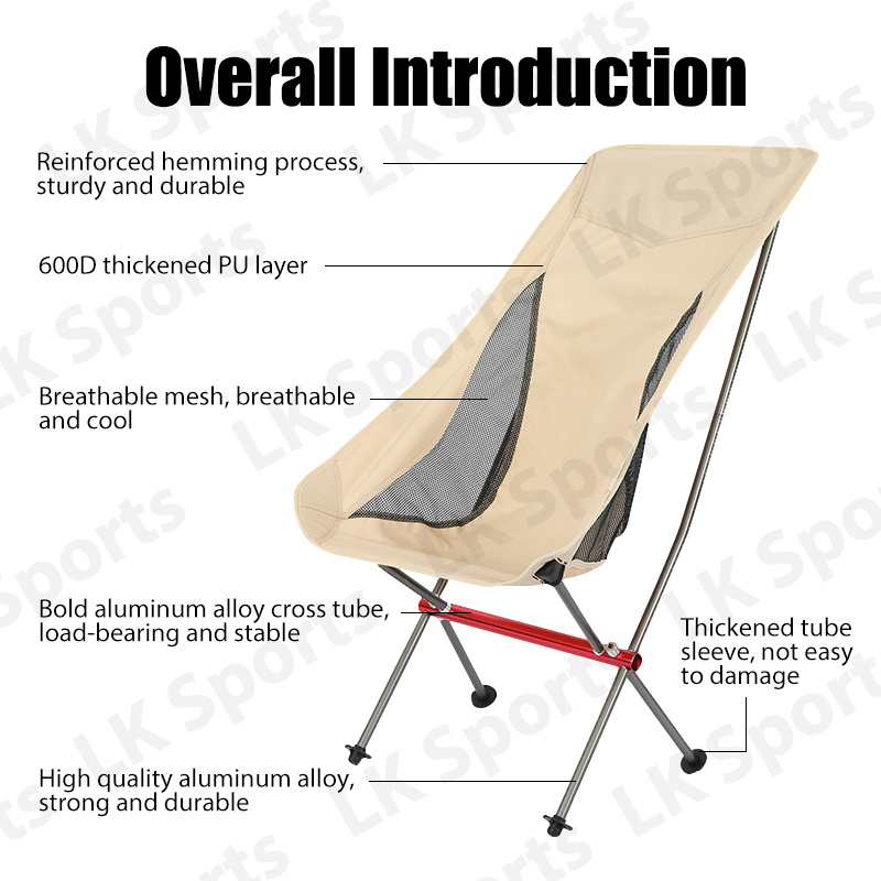  Fishing Chair, Stable Support Camping Chair Foldable