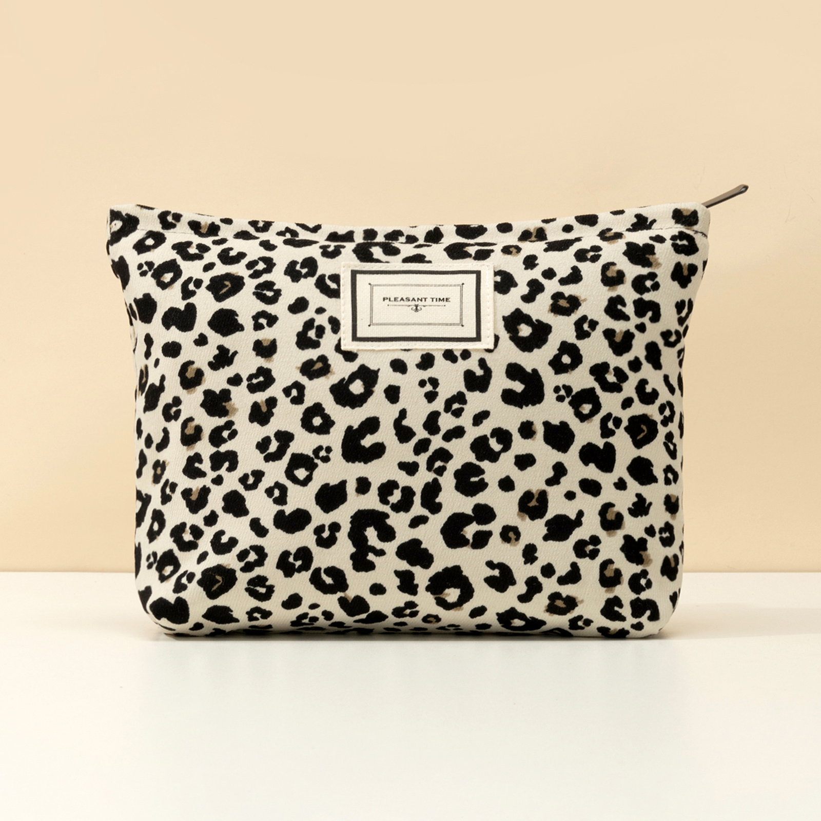 TEMU Romige witte luipaard make-up tas make-up tas