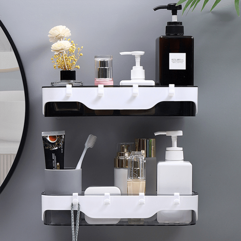 adhesive bathroom shelf storage organizer