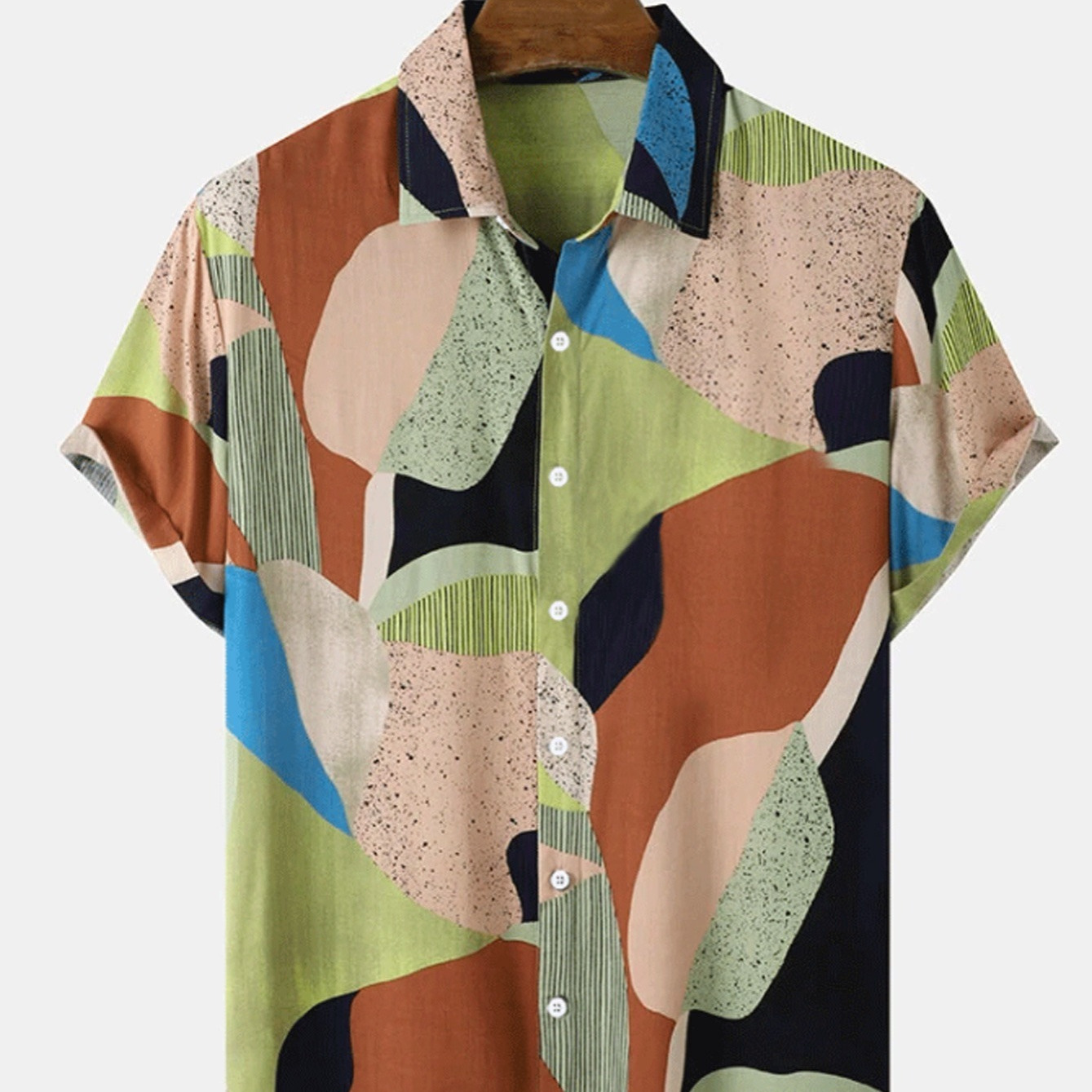 

Chemise à manches courtes à col en blocs de couleur pour hommes