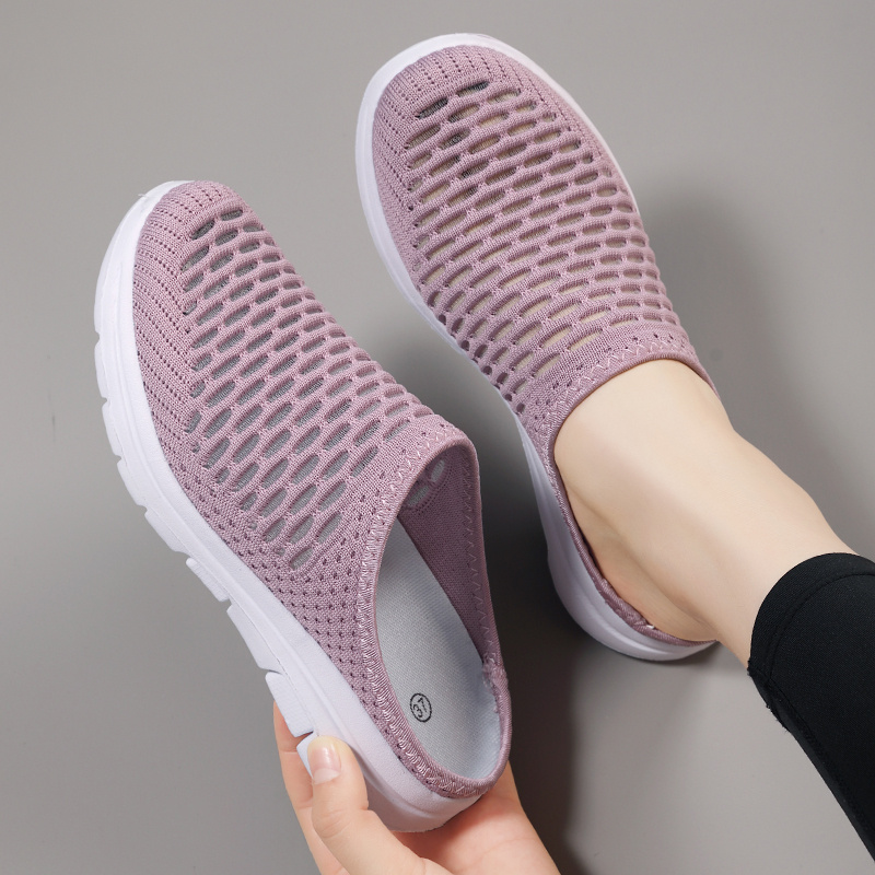 Women's Knitted Shoes, Slip On Breathable Slippers, Women's Footwear ...