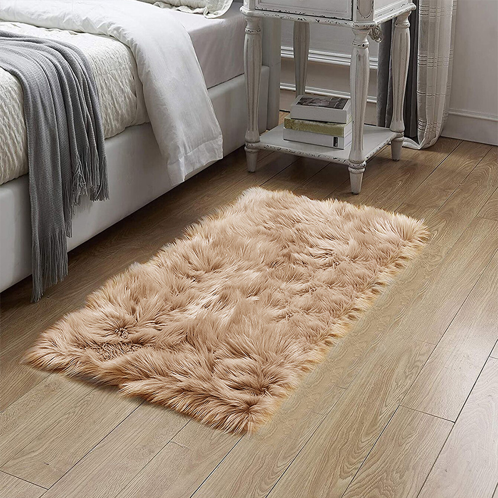 Luxury Fluffy Faux Fur Rug Area Rugs Hairy Soft Shaggy Bedroom Carpet Floor  Mat
