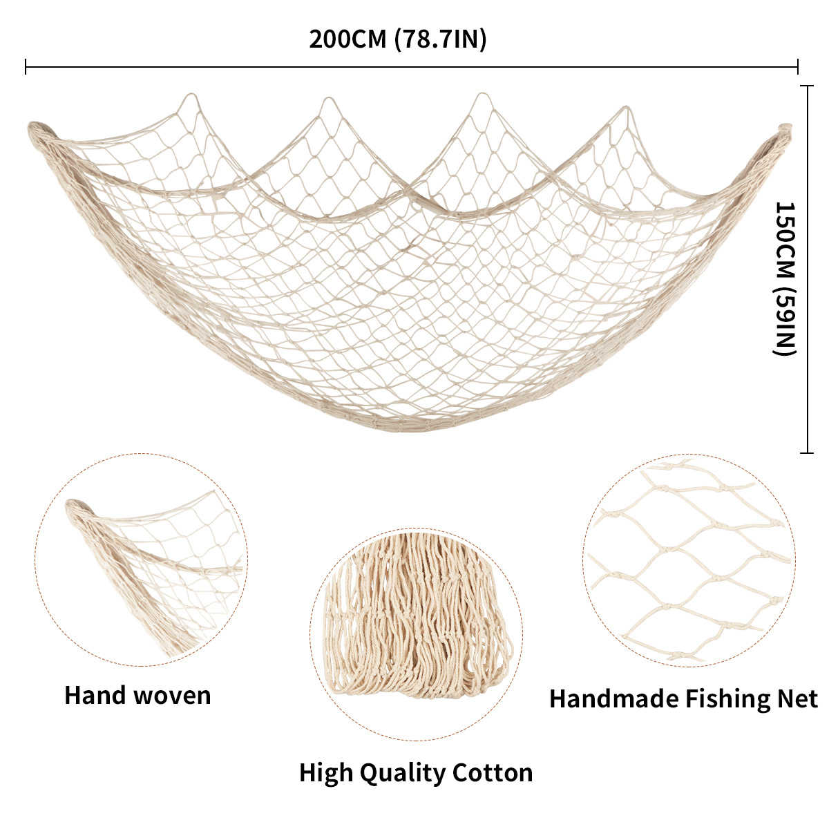 1pc Decorative Fishing Net With Mediterranean Style And Rope Mesh