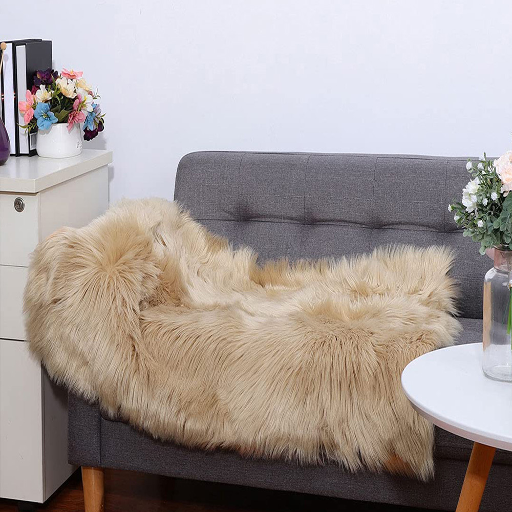 TEMU 1 Christmas Home Bedroom Decorative Sofa Carpet, Fluffy Faux Fur Rug For Room, Warm Autumn And Winter Carpet, Seat Cushion, Chair Mat, Sofa Mat