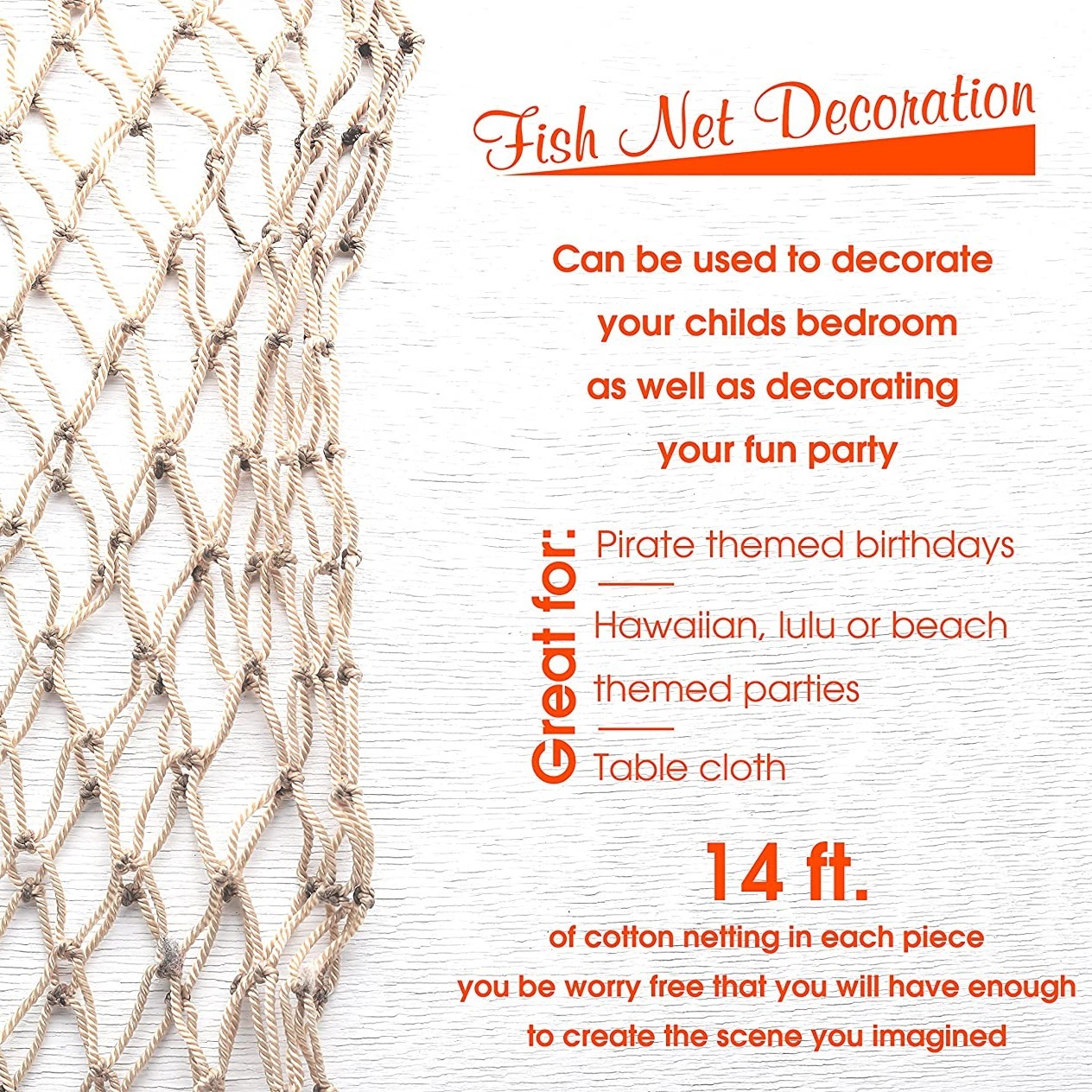 1pc Mediterranean Style Decorative Fishing Net - 1.5x2m - Off-White -  Perfect for Outdoor Decor and Catching Fish