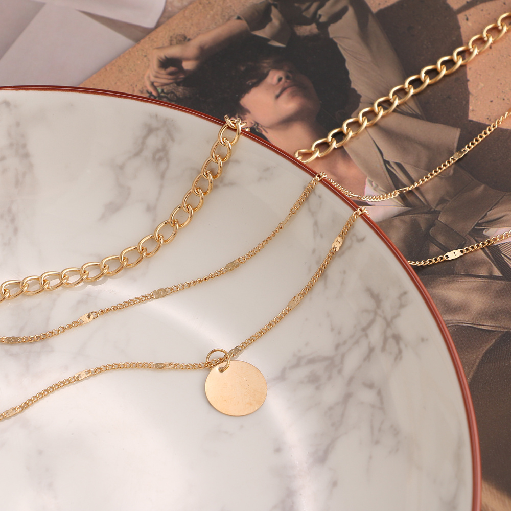 Women's Chain Disc Layered Necklace, Everyday Gift