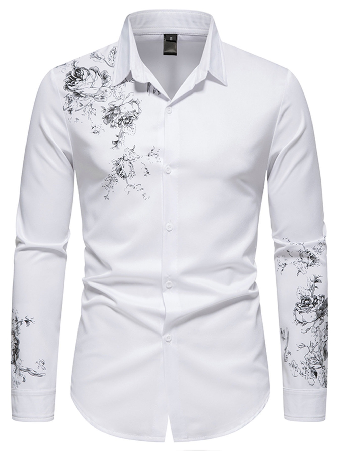 Men's Long-sleeved Shirt With Gold Printing | Save Money On Temu | Temu