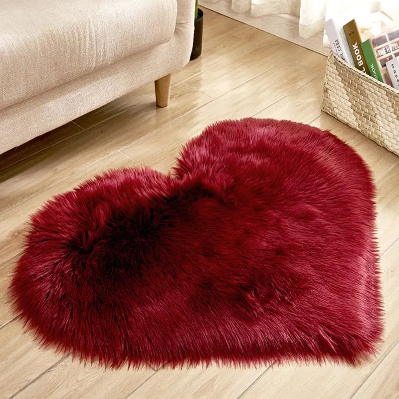 1pc heart shaped area rug plush faux fur carpet for living room bedroom home decor valentines day decor 19 6in 23 6in 50cm 60cm details 6