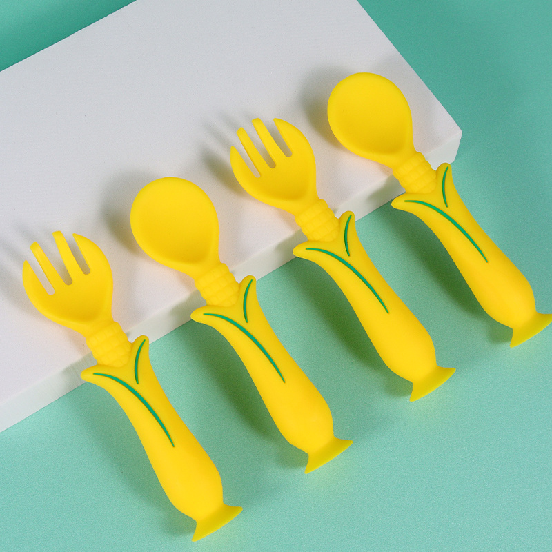 Mother Baby Supplies Kids Utensil Fork Spoon Banana Silicone - Temu