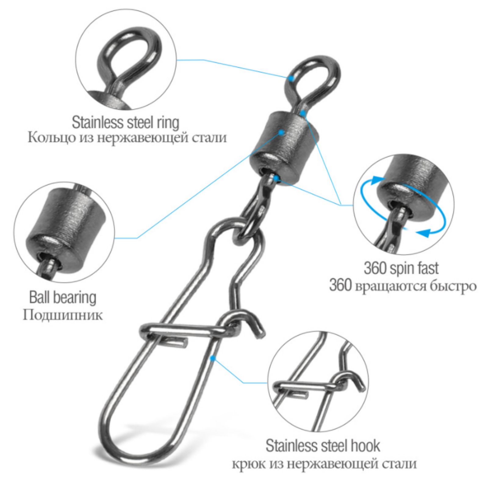 Rolling Barrel Fishing Swivel Snaps Fishing Swivel With Pin Snaps High