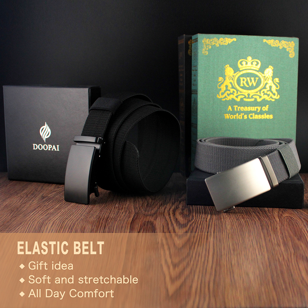 Men's Business Nylon Belt w/ Rectangle Buckle - Gift for Him