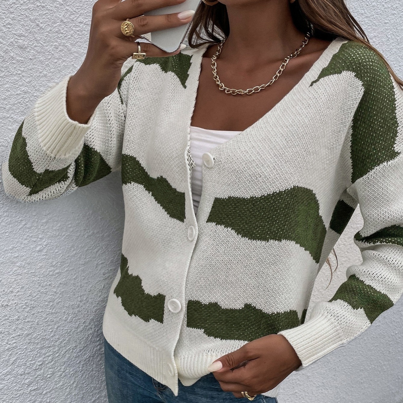 Women's Striped Drop Shoulder Cardigan - Clothing, Shoes & Jewelry - Temu