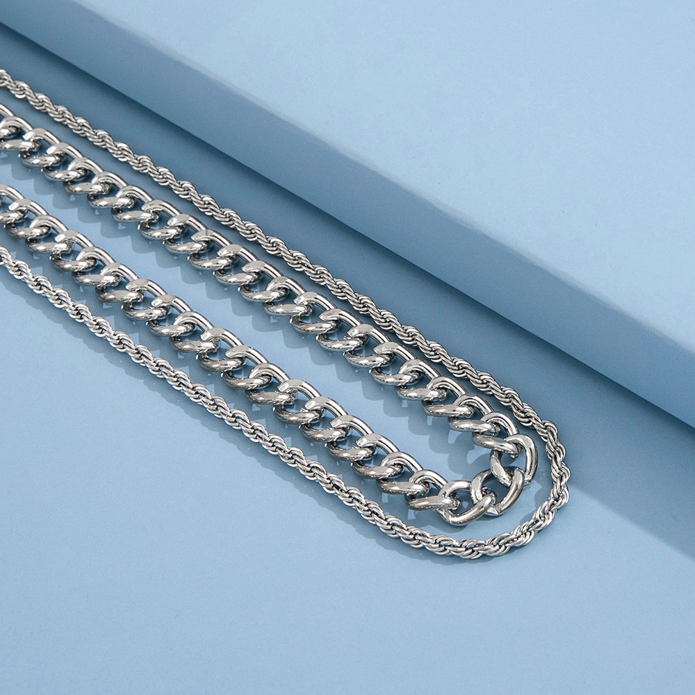 2pcs Men's Double Layered Necklace Set