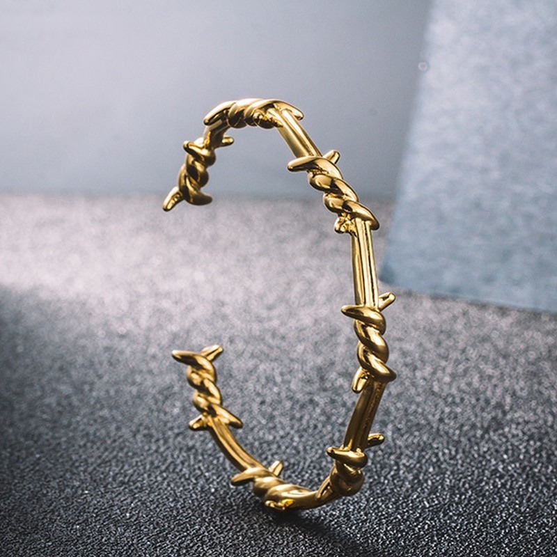 Gold barbed deals wire bracelet