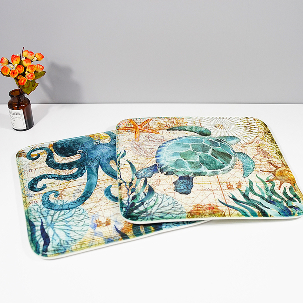 Soft Flannel Sea Turtle Octopus Print Chair Cushion