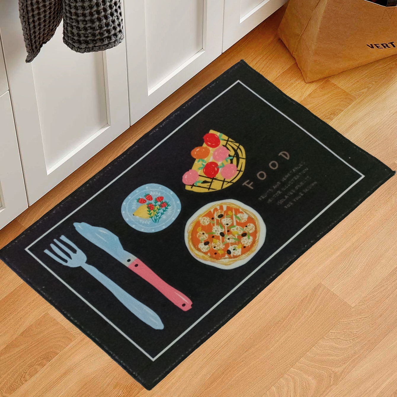 1pc food print kitchen rug area rug non slip carpet waterproof bath mat