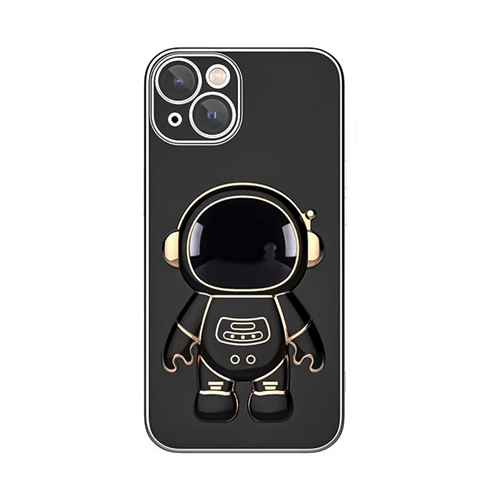 Astronaut Hidden Stand Case Cover for Samsung Galaxy S22 Ultra, Cute 6D  Plating Astronaut Phone Case Folding Bracket with Astronaut Key Chain  (Black