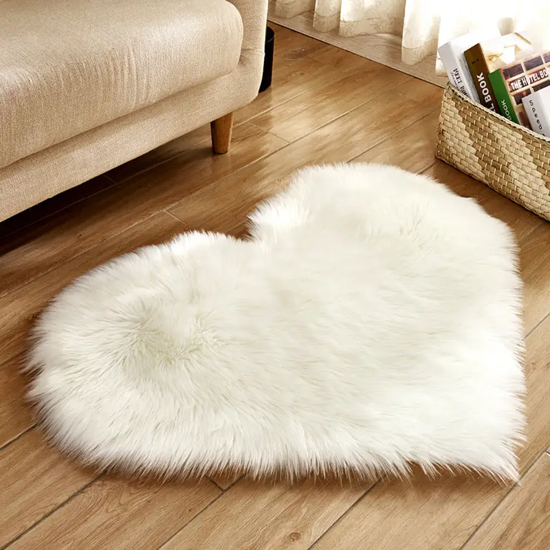 1pc heart shaped area rug plush faux fur carpet for living room bedroom home decor valentines day decor 19 6in 23 6in 50cm 60cm details 8