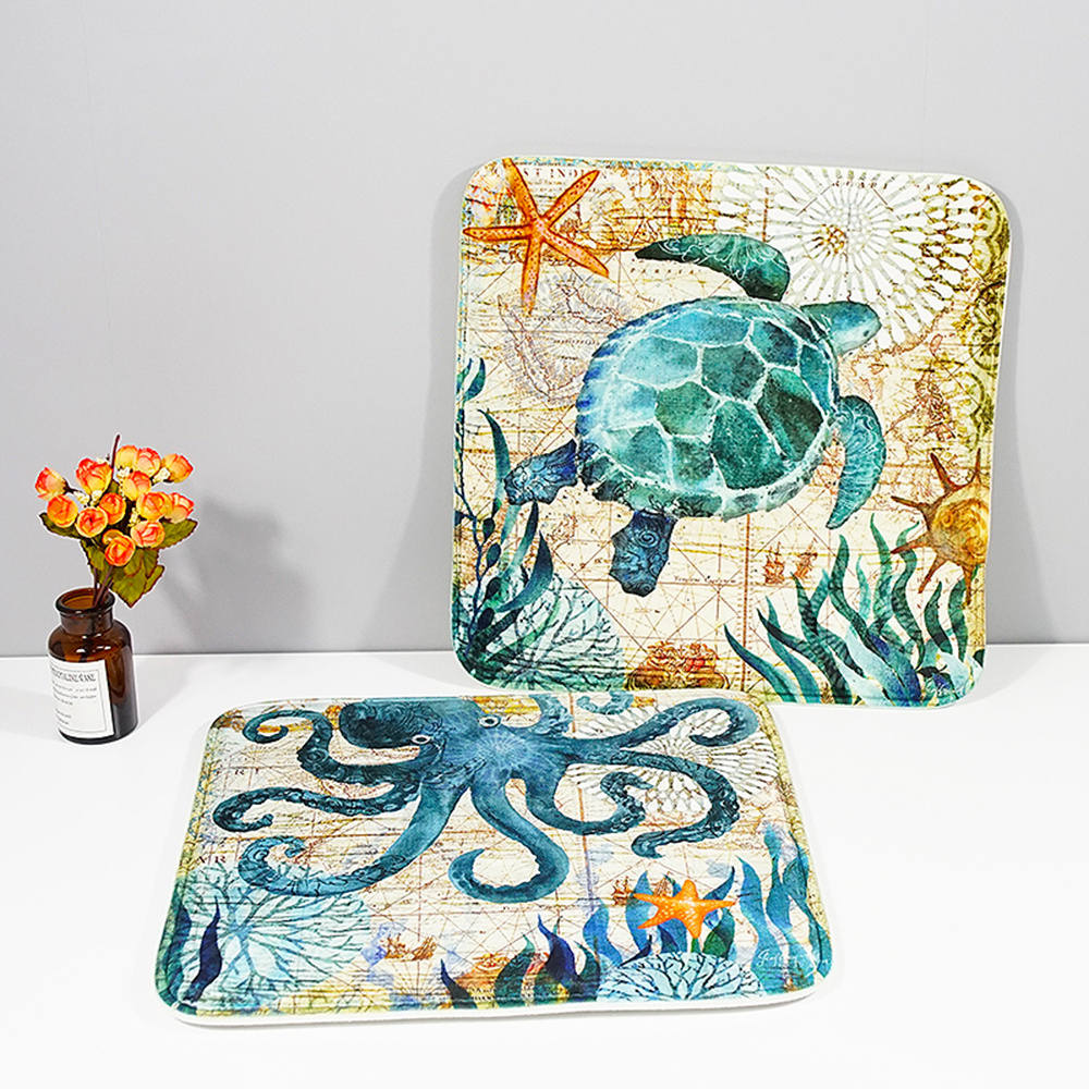 Soft Flannel Sea Turtle Octopus Print Chair Cushion
