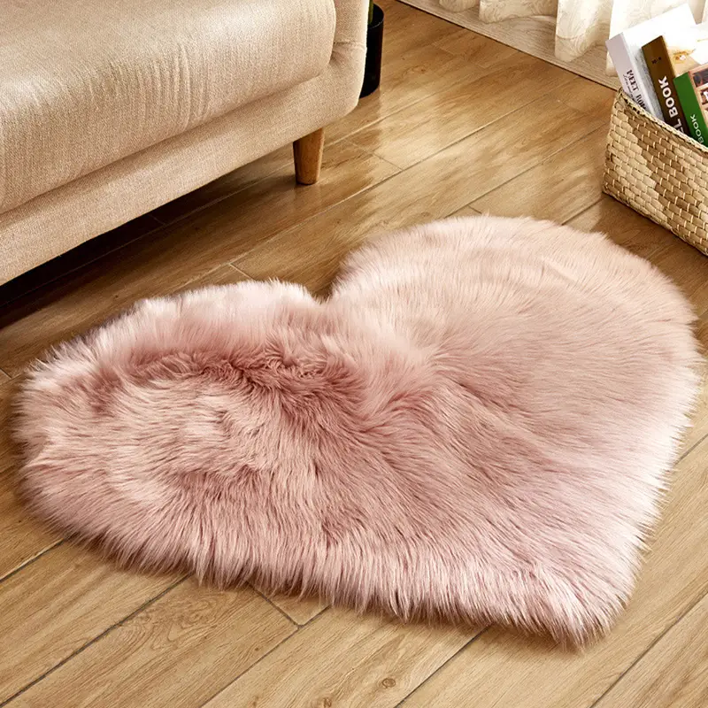 1pc heart shaped area rug plush faux fur carpet for living room bedroom home decor valentines day decor 19 6in 23 6in 50cm 60cm details 1