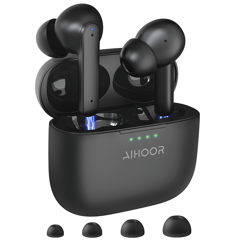 AIHOOR Auriculares inalámbricos con ganchos para los oídos para teléfono  deportivo, iOS y Android, IPX5 impermeable Bluetooth 5.0 con graves