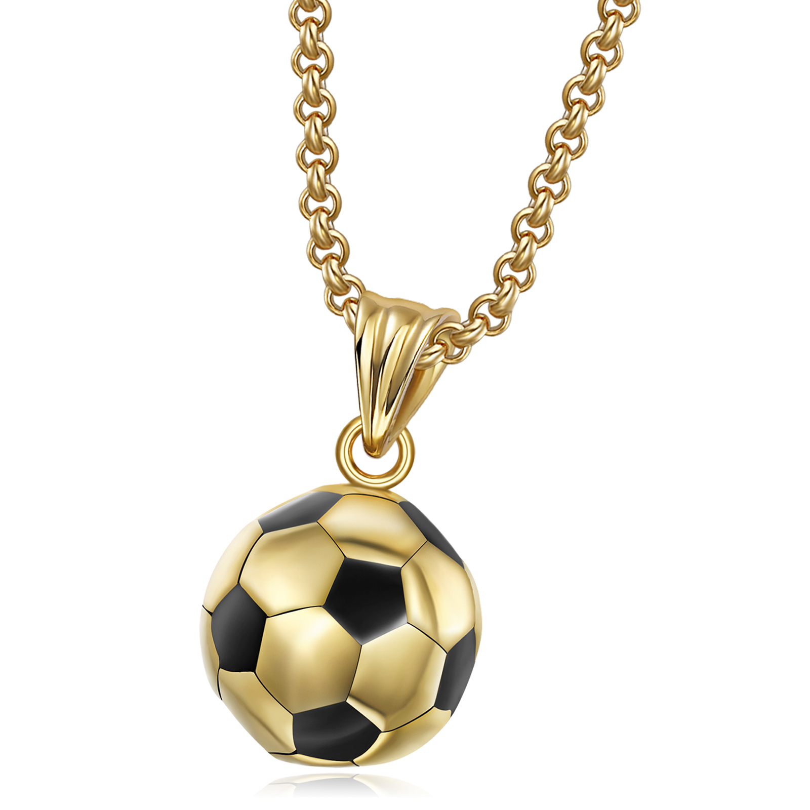 

Soccer Football Pendant Necklaces Male Golden Color Stainless Steel Sports Necklace Men Women Fashion Jewelry Gift