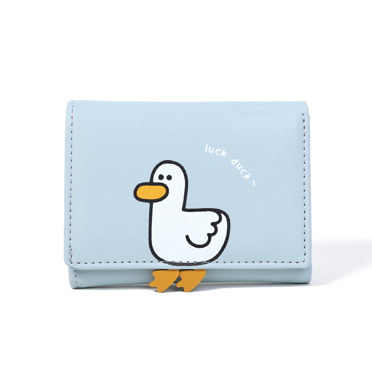 Creative Cartoon Luck Duck Design Women's Wallet PU Leather Bank Card Holder Kawaii Short Fold