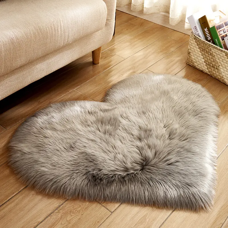 1pc heart shaped area rug plush faux fur carpet for living room bedroom home decor valentines day decor 19 6in 23 6in 50cm 60cm details 4