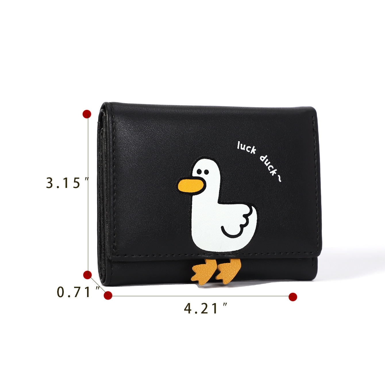 Girl's Fashion Cute Cartoon Character Leather Tri-Fold Wallet